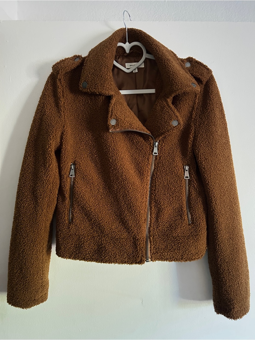 Max Studio Faux Shearling Crop Moto Jacket